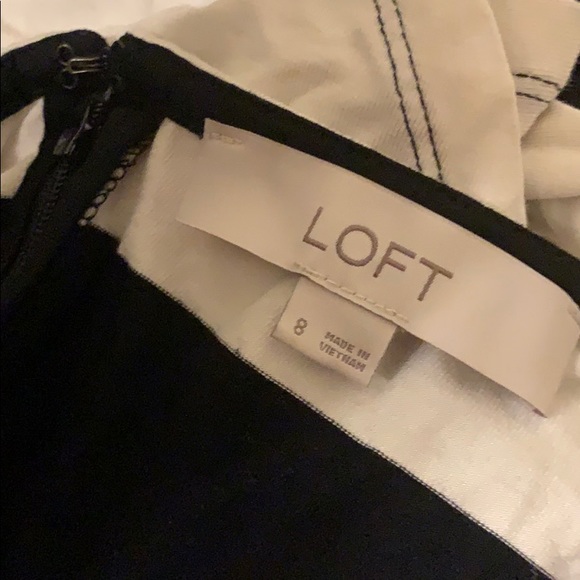 🔥 Closet Sale! LOFT Fit & Flare Mini Dress Nautical Navy & White Stripes - Picture 8 of 8